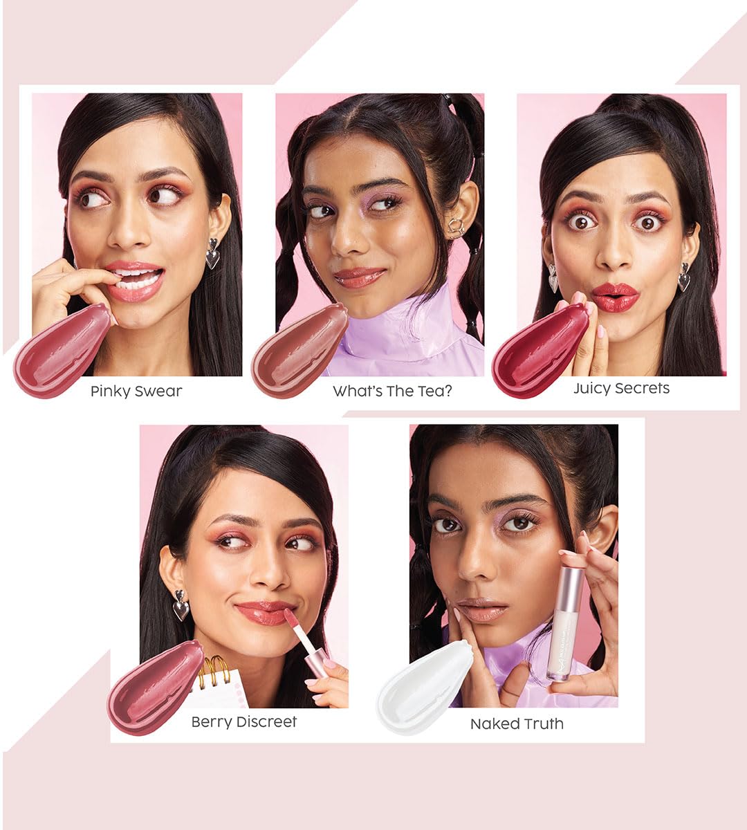 House Of Makeup Non-sticky gloss | High-shine lip gloss for pigmented lips | Lip gloss with hyaluronic acid | Zero stickiness (Berry Discreet)