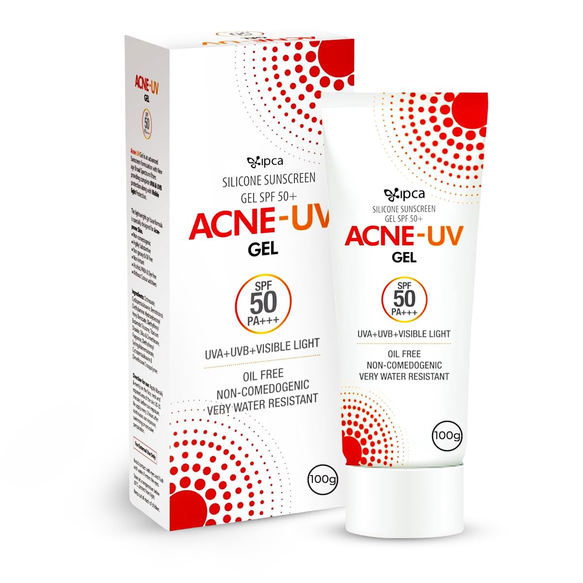 Acne-UV Sunscreen SPF50 PA+++ | 100g Acne-UV Gel Sunscreen | Non Comedogenic | Silicone Gel | Oil-Free | UVA/UVB Protection | Water Resistant | No White Cast | Suitable for All Skin Types