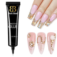 Bolt Bee Nail Rhinestone Glue Set - Gel Nail Glue for Rhinestones, 3D Art Design Super Strong Adhesive for Charm Gems Jewel Crystal Beads Diamonds 15g