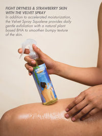 HIBISCUS MONKEY Velvet Spray Squalene In Shower Body Moisturizer | Olive Squalane, Castor Oil, Plant Salicylic (0.3%) | Intensive Moisturization For Dry Skin, Bumpy Skin| 250 Ml