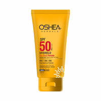 Oshea Herbals UVShield SPF 50 PA+++ Sunscreen | Broad Spectrum UVA & UVB Protection for All Skin Types | Water Resistant & Enriched with Papaya & Green Tea Extract - 60g