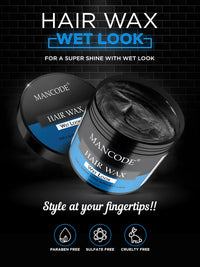 Mancode Wet Look Hair Wax 100 gm for MEN | Long Lasting Stylist Look | Glossy Finish | Shine | Restylable Anytime, Easy Wash Off | No Paraben, Sulphate, Alcohol & Harmfull Chemicals