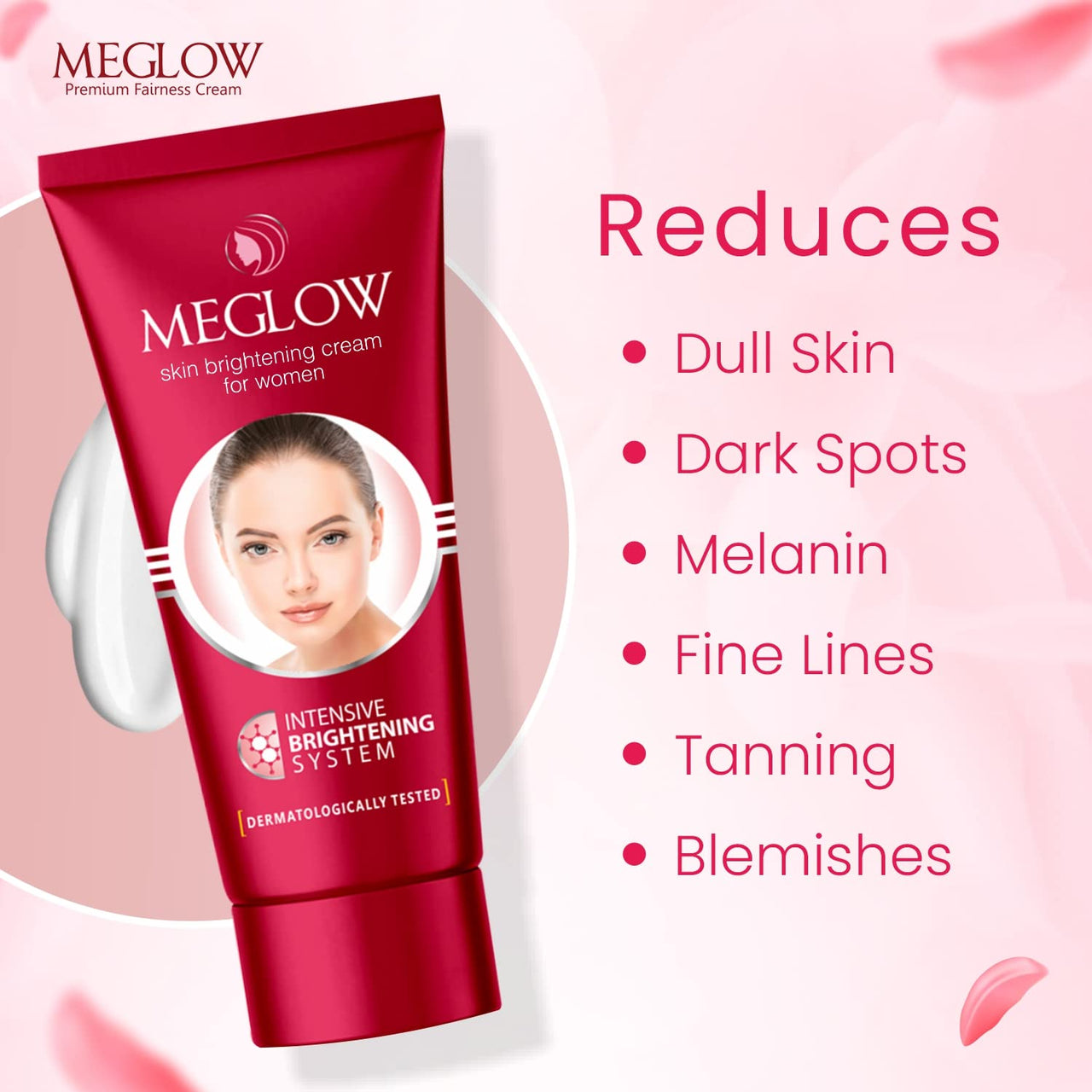 Meglow Skincare Combo Pack of 4- Women's Face Cream (50g) with Vitamin E and Natural Extracts | Instant Glow Face Wash (70g) | Apricot Scrub (70g) with Wallnut Shell Beads| Lip Shiner (15g) For Moisturized Lips | Paraben Free | For Glowing Skin