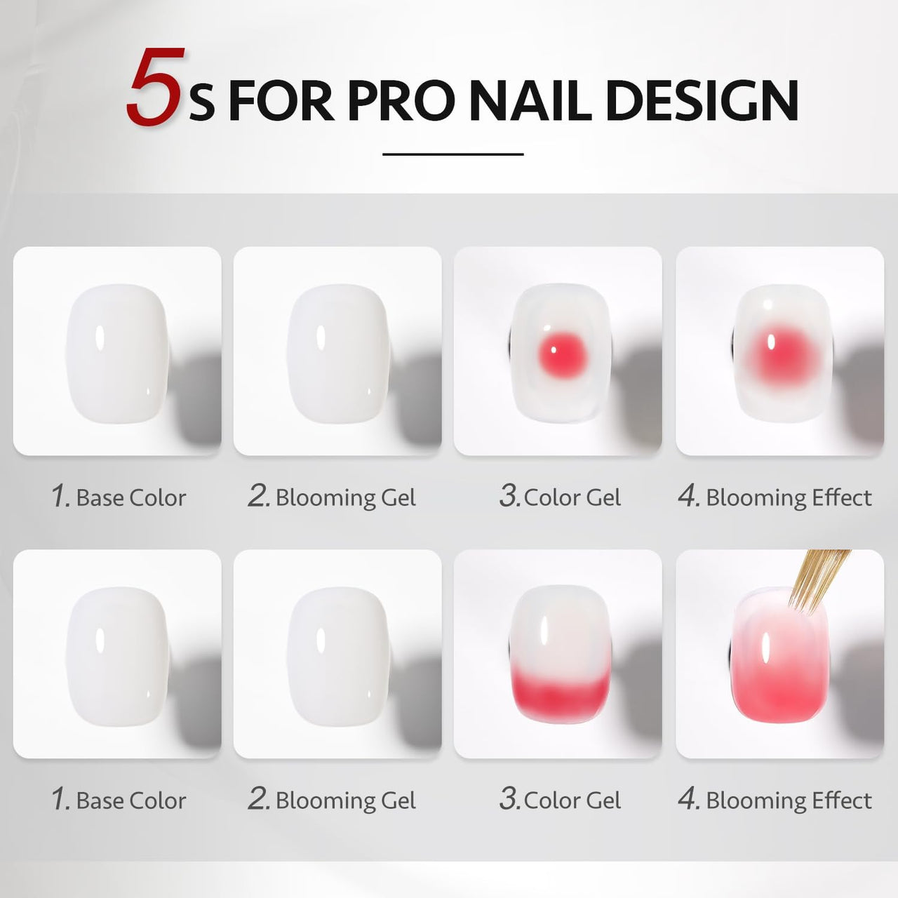 Bolt Bee Blooming Gel 15ml Clear Uv Led Blossom Gel Polish for Spreading Effect Marble Natural Stone Watercolor Floral Print Soak off Diy Nail Art Design Manicure Gift for Women
