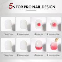 Bolt Bee Blooming Gel 15ml Clear Uv Led Blossom Gel Polish for Spreading Effect Marble Natural Stone Watercolor Floral Print Soak off Diy Nail Art Design Manicure Gift for Women