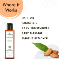 Mystiq Living Extra Virgin Olive Oil & Sweet Almond Oil Combo | For Hair, Skin And Baby Massage | Cold Pressed, Pure & Natural -400 ML (200 ML Each)