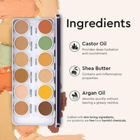 C2P Pro Supraemeshield Must Have 12-in-1 Concealer Color Corrector Palette | Cream-Based Foundation & Contour | Neutralizes Redness, Dark Circles & Blemishes | Buildable Coverage, Ideal for Dry Skin | 42g