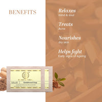 Khadi Natural Sandalwood Soap | Natural Bathing Soap | Herbal Soap for Reducing Acne | Handmade Soap for All Skin Types | Paraben & Sulphate-Free Soap 250g