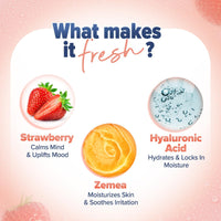 Aqualogica Refresh+ Sweet Summer Kiss Perfume Body Mist With Zemea & Hyaluronic Acid | Long-Lasting Fragrance | Sweet Strawberry Fragrance | Double Duty Mist For Hair & Body | Gives Intense Hydration | 150 ml