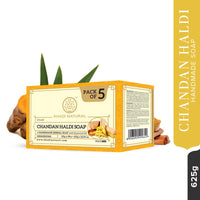 Khadi Natural Chandan Haldi Soap | Herbal Bathing Soap for Glowing Skin | Natural Soap with Essential Oils | Anti-Ageing Soap | Suitable for All Skin Types|Pack of 4 | (125gm*4) (500gm)