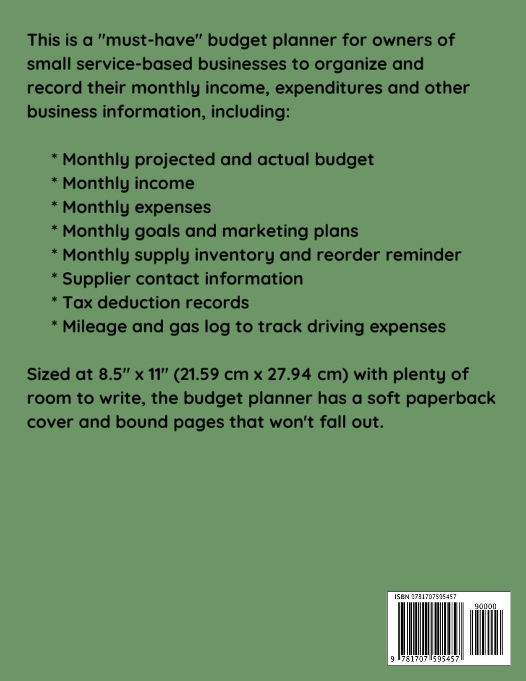 Car Detailer Business Budget Planner: 8.5" x 11" Auto Detailing One Year 12 Month Organizer to Record Monthly Business Budgets, Income, Expenses, ... Info, Tax Deductions and Mileage (118 Pages)