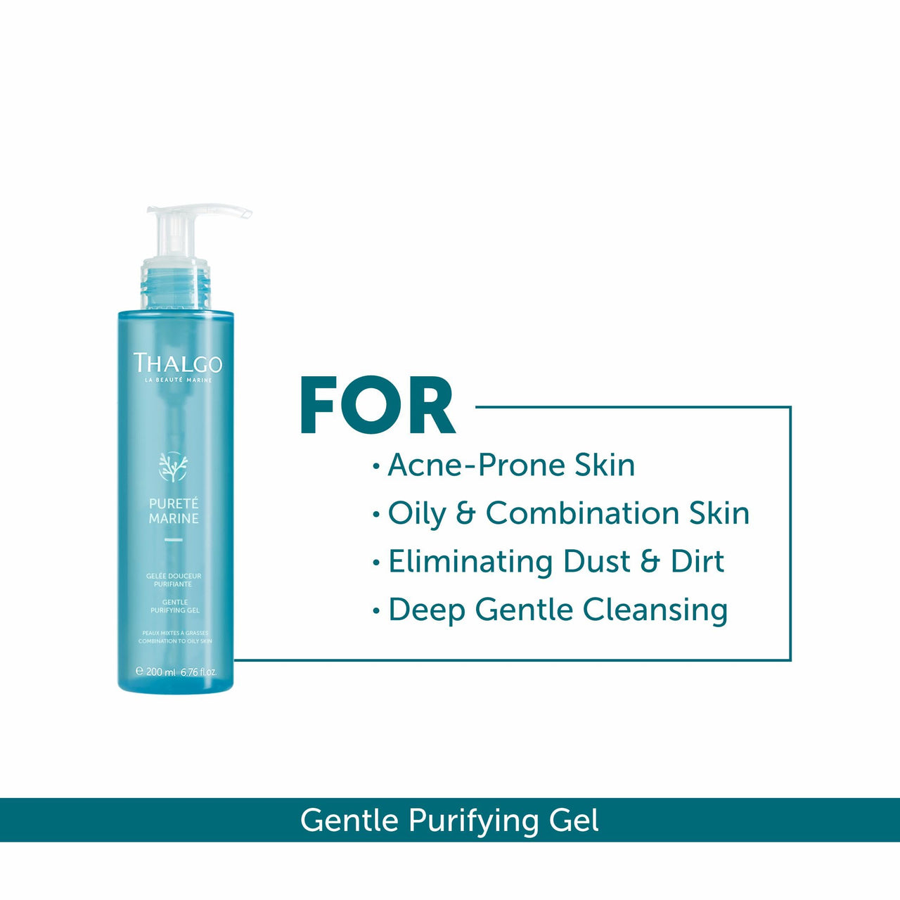 Thalgo Gentle Purifying Gel - Oily Skin Cleanser with Moringa & Rice Powder - Deep Cleanse for Fresh, Radiant Complexion - 200ml