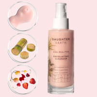 DAUGHTER EARTH AHA BHA PHA Exfoliating Cleanser | Daily Routine Face Wash With Fruit Enzymes | Cream Based Gentle Deep Cleansing | Soothing & Nourishing Fruit Goodness | Suits All Skin Types | 100 ml