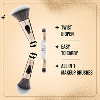 Colors Queen 4 in 1 Multifunctional Makeup Brush Set with Foundation Brush, Powder Brush, Eyeshadow Blending Brush & Flat Brush | Feathery Soft Bristles Makeup Brushes for Women