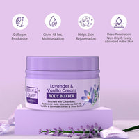 BRYAN & CANDY Lavender & Vanilla Body Butter |Ph5.5 Skin Friendly | 72hrs Moisturization | 100% Vegan