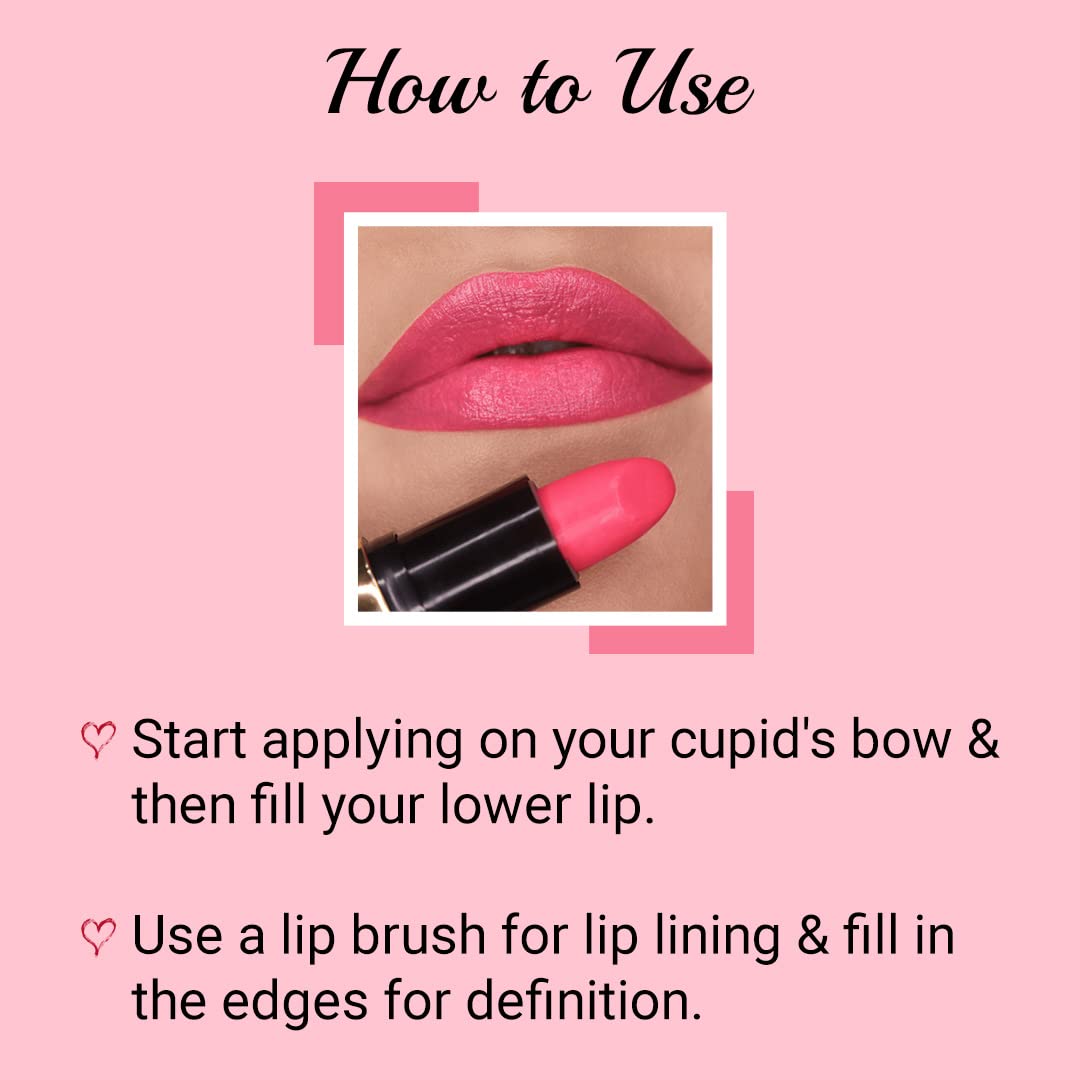 Iba Pure Lips Moisture Rich Lipstick for Women- A75 Neon Crush, 4g | High Glossy, Creamy Finish & Smooth Texture| Hydrated Lips | Enriched with Vitamin E, Coconut Oil & Shea Butter | Intense Colour & Highly Pigmented | Lip Makeup