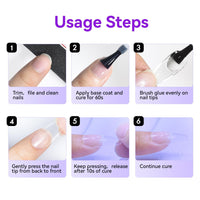 Bolt Bee 6-in-1 Glue 15ml – Base Coat, Nail Glue, Strengthener, Self-Leveling Gel, Slip Solution & Blooming Gel – Soak Off UV/LED Multi-Functional for Nail Art & Extensions