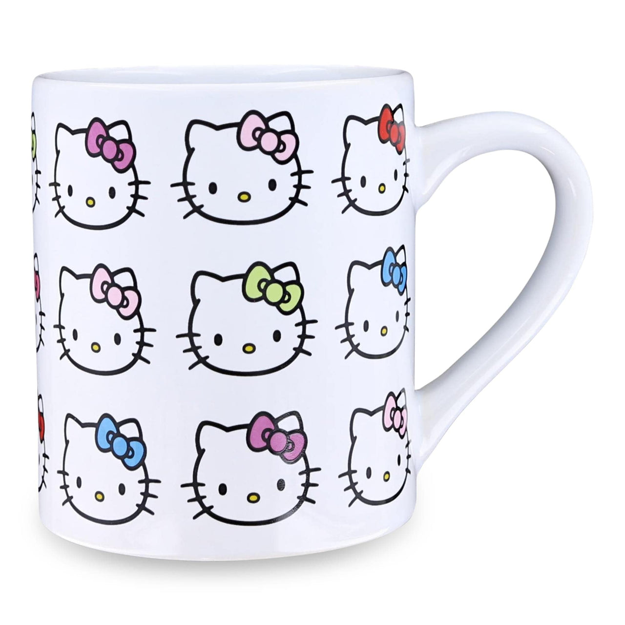 Silver Buffalo Sanrio Hello Kitty Faces and Bows Pattern Ceramic Coffee Mug, 14 Ounces