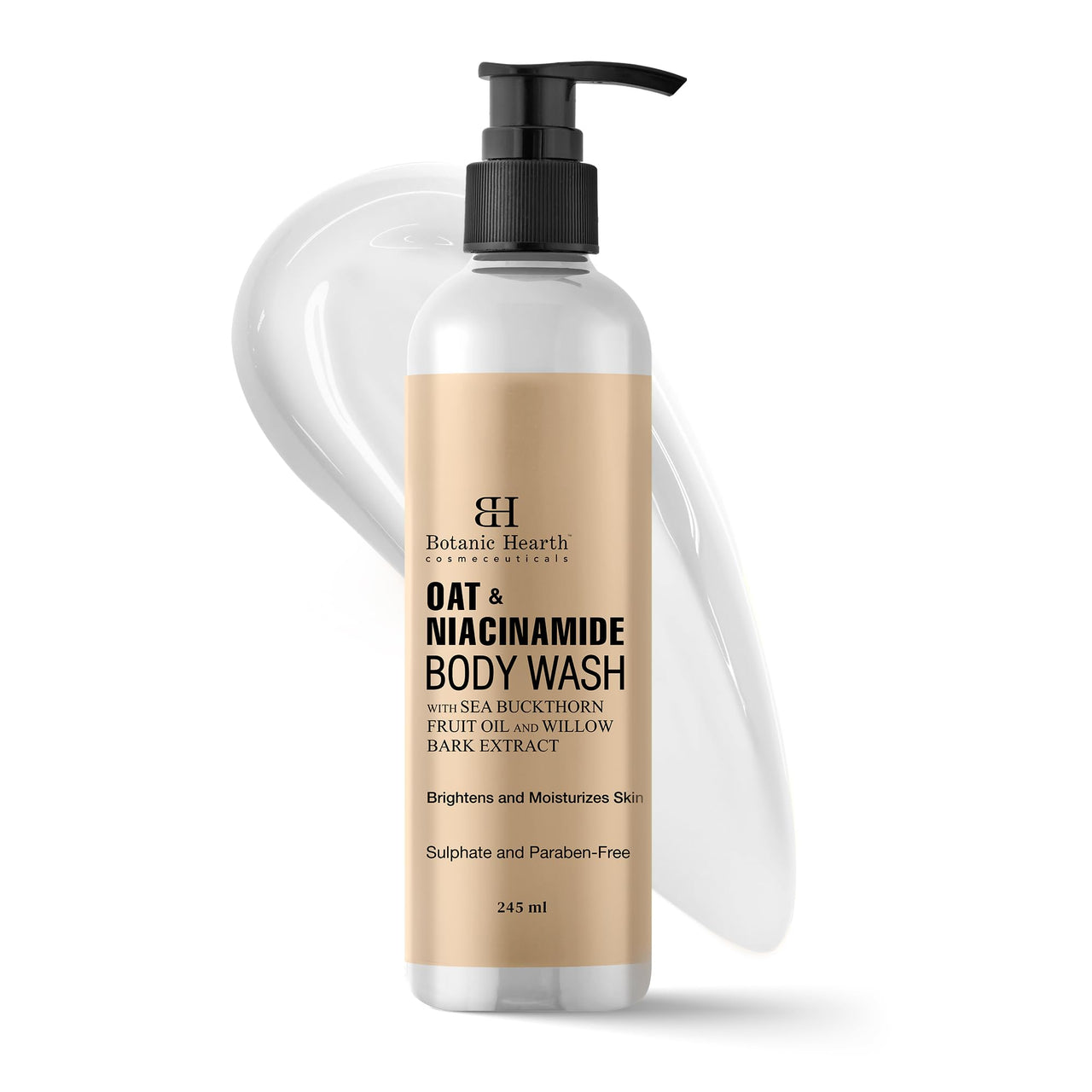 Botanic Hearth Oat & Niacinamide Body Wash | Moisturizing & Skin Whitening Body Wash Shower Gel | Sulfate & Paraben Free | for Women & Men | 245ml