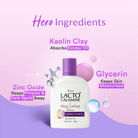 Lacto Calamine Face Lotion | 120ml | Daily Moisturizer For Face - Oily Skin | Kaolin Clay, Glycerine & Zinc Oxide | Abosrbs Excess Oil | Fights Pimples, Darkspots & Blackheads | Body Lotion