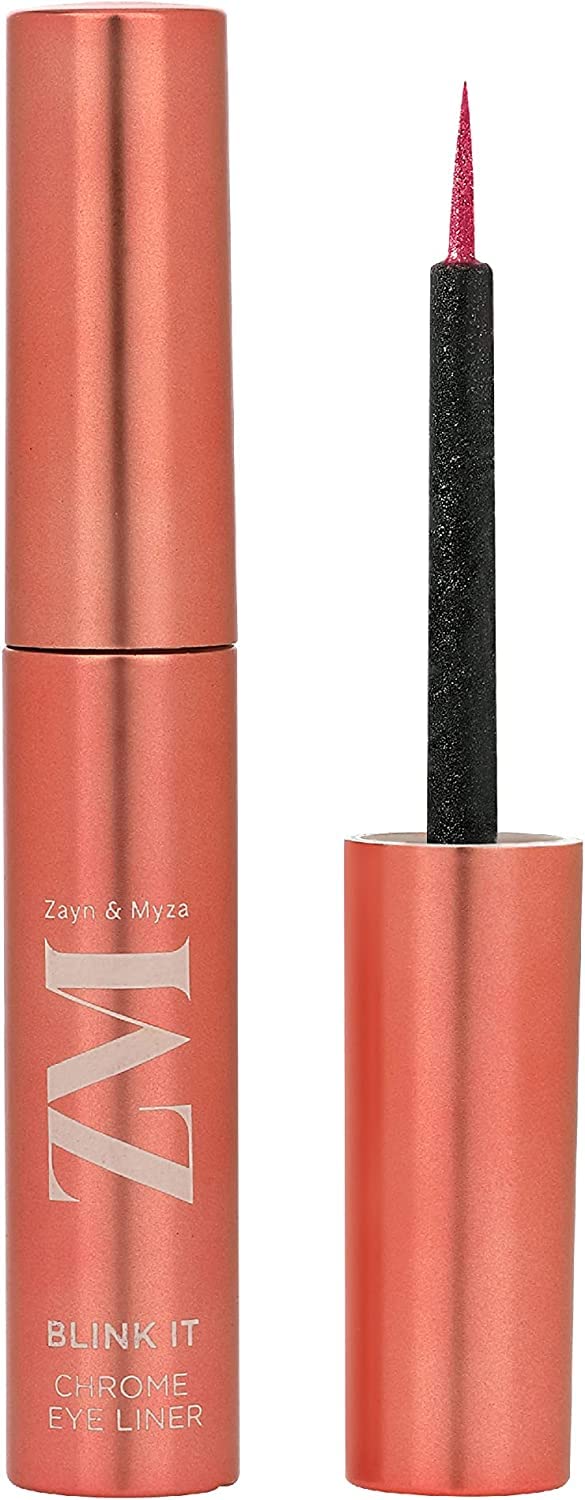ZM Zayn & Myza Blink It Chrome Eyeliner | Metallic Finish | Smudgeproof, Transfer-proof & Waterproof Formula | Long lasting | Enriches with Rosehip Oil | Pink Metal, 3.5 G