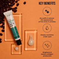 Dr. Sheth's Chamomile & 2.5% Caffeine Under Eye Cream | Reduces Fine Lines, Wrinkles & Puffiness | 0.1% Bakuchiol & Algae Extract for Dark Circles For Women & Men | Daily use anti aging cream -15g