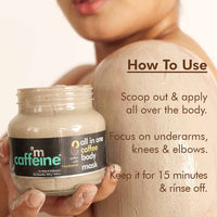 mCaffeine Coffee Body Scrub Mask with Niacinamide for Tan Removal & Depigmentation | Reduces Dark Skin Patches, Nourishes & Hydrates | De-Tan Body Mask for Women & Men | Natural & 100% Vegan