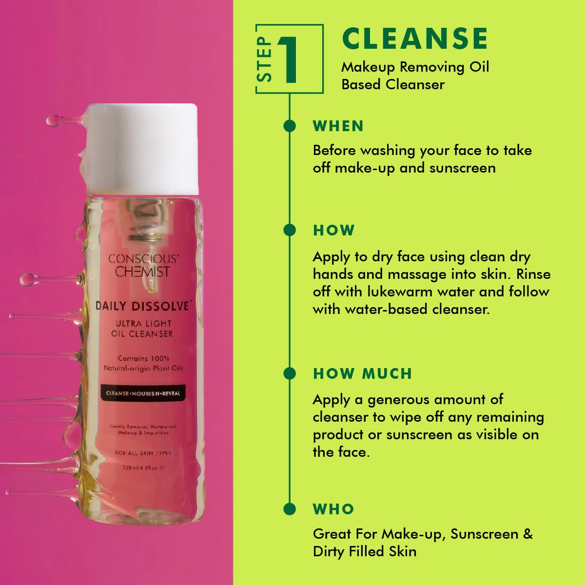 Conscious Chemist Deep Pore Cleansing Kit | 230ml | Oil Cleanser for Face, Salicylic Acid Face Wash, Face Wash for Women & Men with Oily and Acne Prone Skin for Glowing & Radiant Skin (Pack of 2)