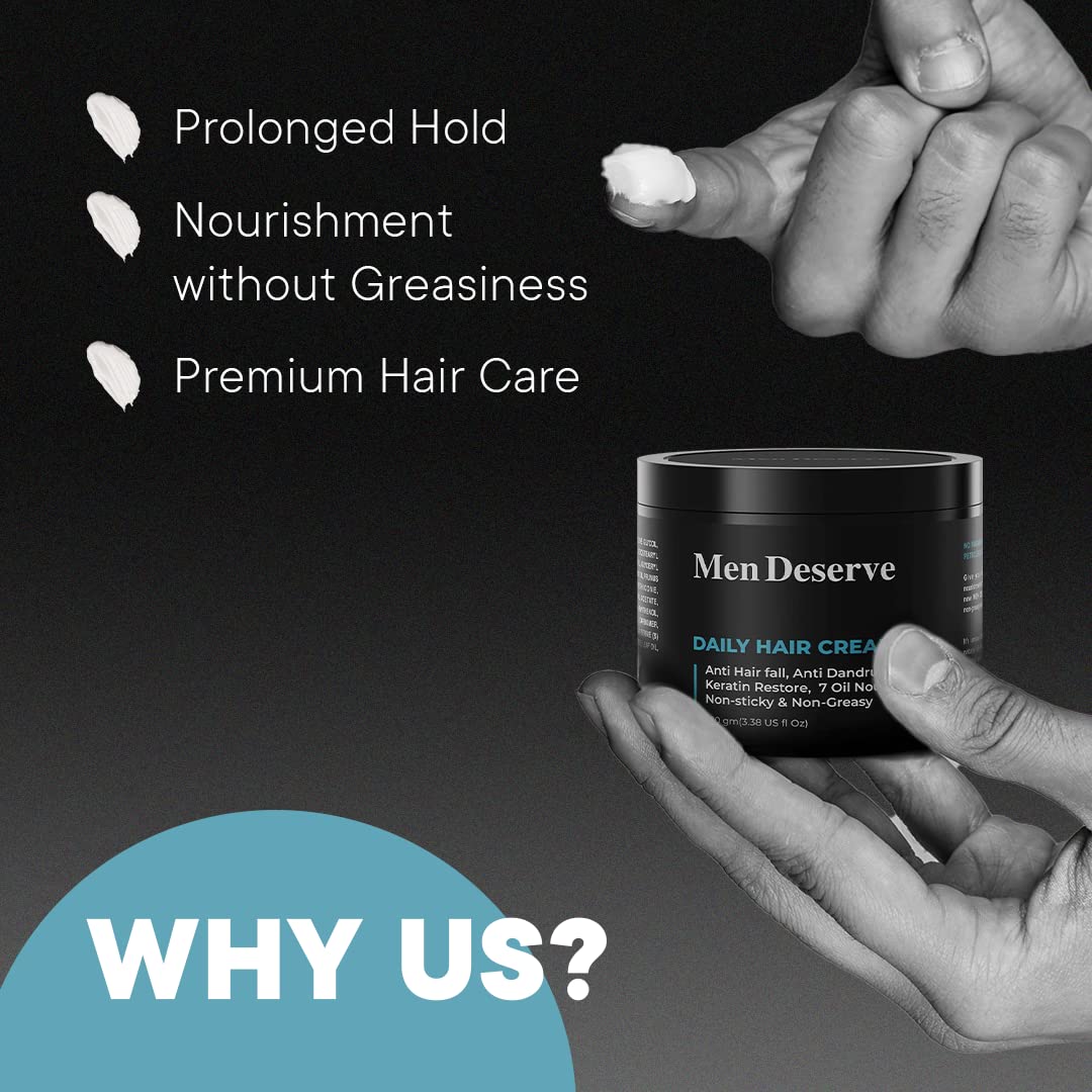 Men Deserve Daily Hair Cream (7 oil nourish) for Hair fall control, Dandruff Control,and Keratin Restore