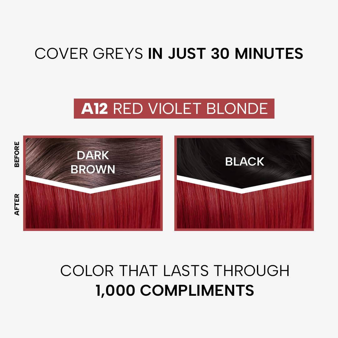Berina Professional | Permanent Hair Color Cream | 60gm | A12 Red Violet Blonde | Long Lasting Color