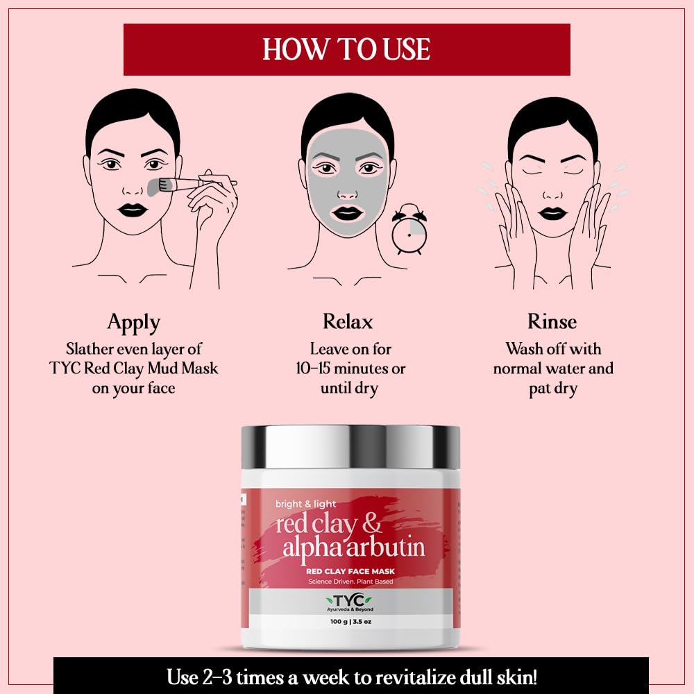TYC - TRUST YOUR CHOICE Tyc Face Clay Mask Smooth Moisturized And Bright Purifying Even Skin Tone For Men And Women Red Face Mask(100 Gram)