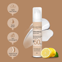Glamveda Glutathione & Vitamin C Sunscreen SPF 50 Pa+++| Broad-spectrum Sunscreen with Advanced Blue Light Filter | UVA/UVB Protection | No White Cast, Water resistant & Non Sticky | 50gm