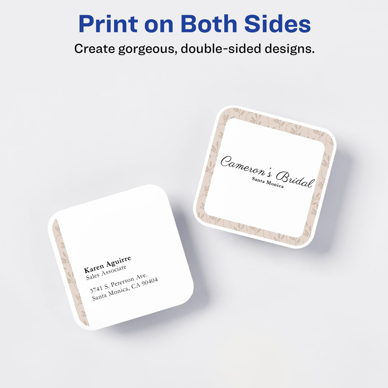 Avery Clean Edge Printable Square Cards with Sure Feed Technology, Rounded Corners, 2.5" x 2.5", White, 180 Blank Cards for Inkjet Printers (35702)