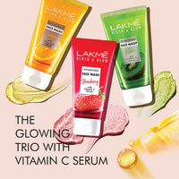 Lakmé Blush & Glow Exfoliating Face Wash with Vitamin C Serum, Hydrating and Gentle Facewash with Strawberry Fruit Extracts, 50gm