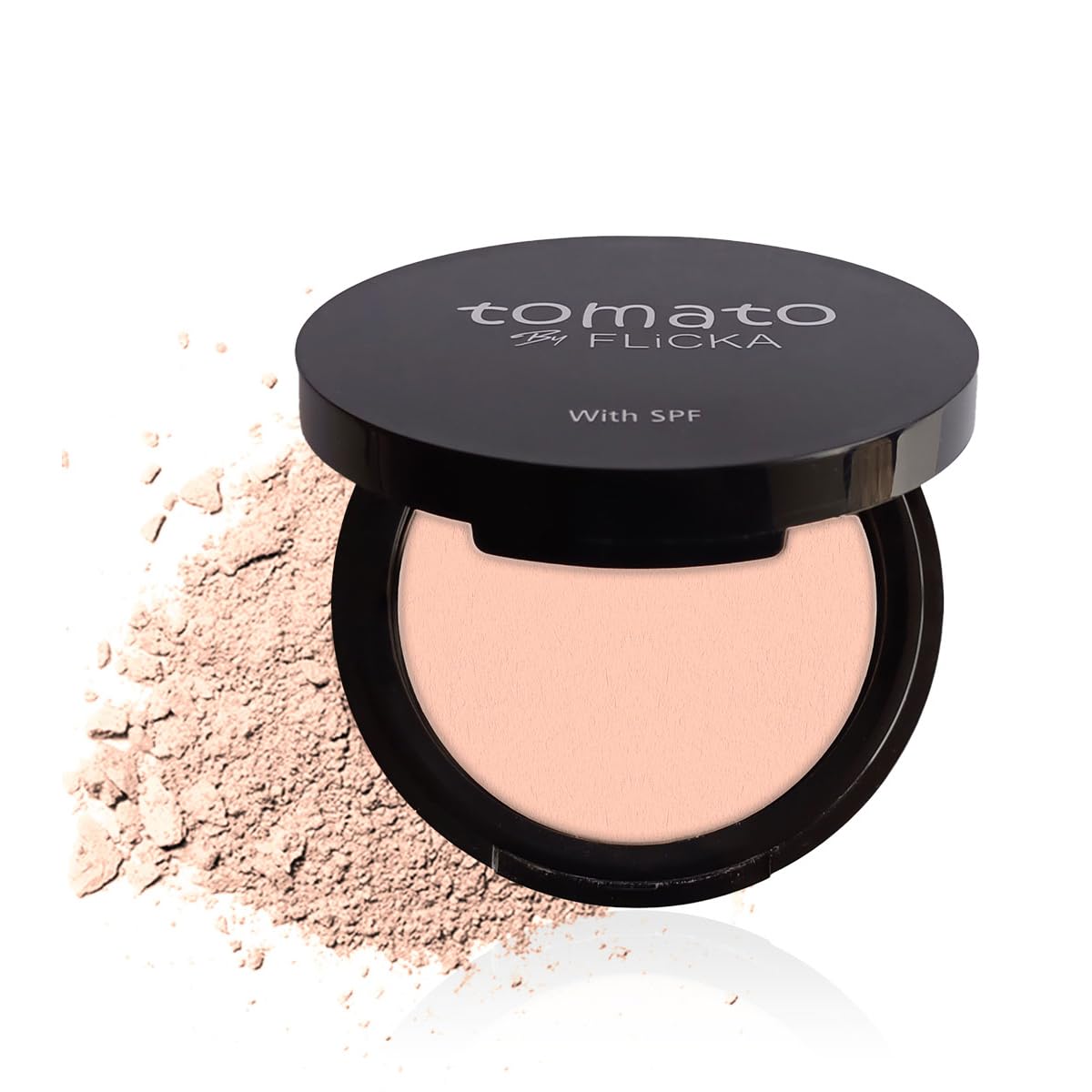 FLiCKA Tomato Compact Powder For Oil-Free, Matte Finish, Lightweight, Lasts up-to 8hrs | Enriched with SPF, Suitable For All Skin Types| 03 Caramel, 9g