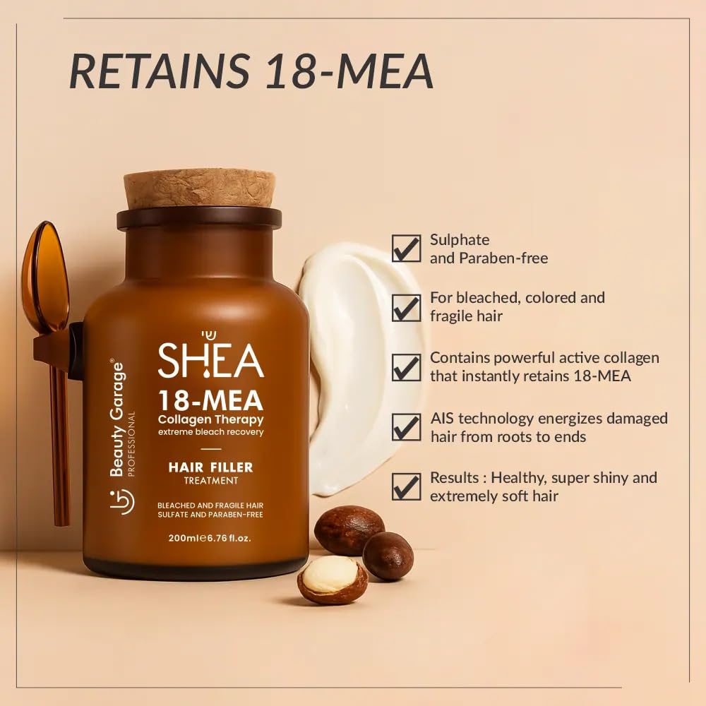 Beauty Garage Shea 18-MEA Collagen Therapy Hair Filler Treatment 500ml, All, (1 count)