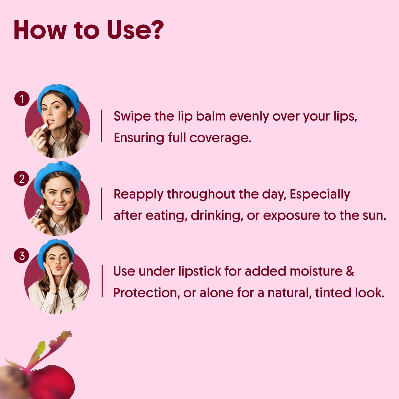 Aravi Organic Beetroot Tinted Lip Balm SPF 50 PA+++ | For Dark & Pigmented Lips | Hydrates Dry & Chapped Lips | Enriched with Kojic Acid, Ceramide, Peptide & Vitamin E | Soft, Glossy Lips for Men & Women | 5g