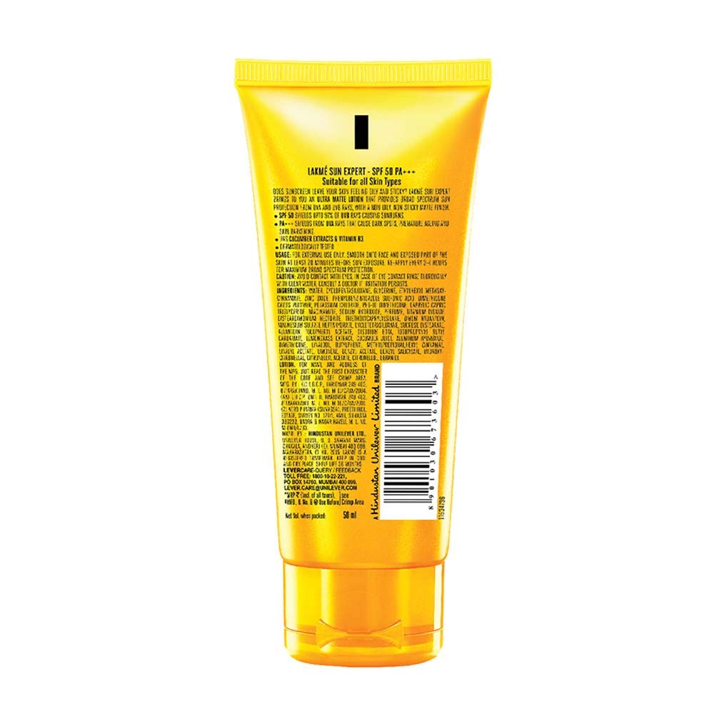 LAKMÉ Lip Love Chapstick, Spf 15, Cherry, 4.5 G & Sun Expert Spf 50 Pa+++ Ultra Matte Lotion for Sensitive Skin, 50Ml