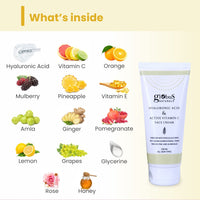 Globus Naturals Hyaluronic Acid & Vitamin C Anti Ageing Face Cream, Enriched with Rose & Glycerine, Skin Lightening & Brightening Formula, 100 ml, Pack Of 3
