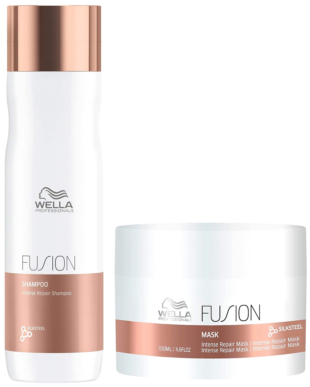 WELLA Professionals Fusion Intense Repair Mask 150Ml And Fusion Intense Repair Shampoo For Damaged Hair Type, Fresh, 250 Ml Combo, 2 Count