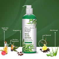 Aroma Magic Neem & Tea Tree Body Wash Pwrd by 5% Niacinamide | Removes harmful bacteria, protects with anti-microbial & antioxidant properties with neem oil, tea tree oil, Apple cider vinegar –250ml