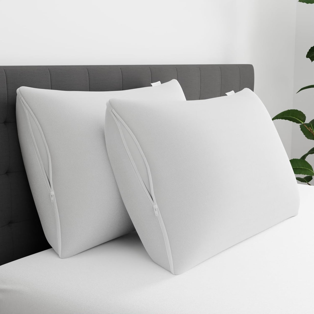 Set of 4 Standard/Queen AllerEase Pillow Protectors - Moisture Wicking, Advanced Allergy Protection - Premium Polyester, Zippered Protectors 4.0