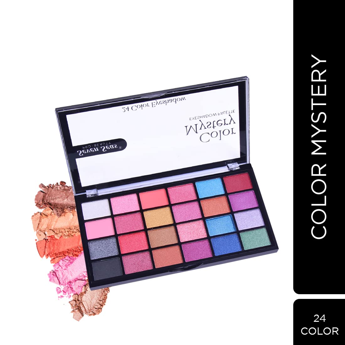 Seven Seas Color Mystery Eye Shadow Palette 24 Pigmented Colors | Long Wearing And Easily Blendable Eye Makeup Palette | Multicolor - 24.4 Gm | Shimmery & Glitter Finish (Natural)