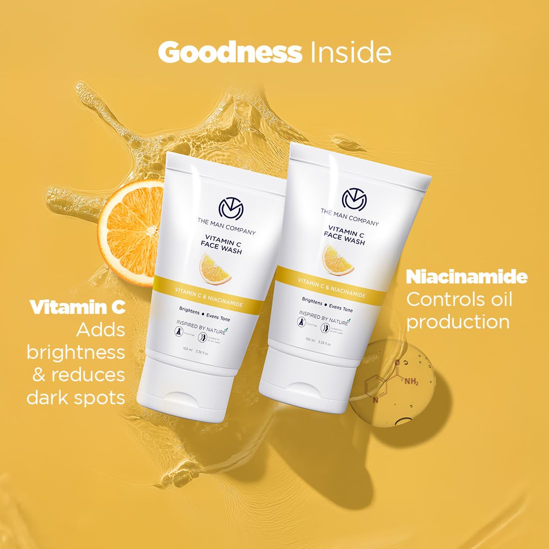 The Man Company Vitamin C Face Wash (Buy 1 Get 1 FREE) with Turmeric and Moringa | Paraben Free - 100ml