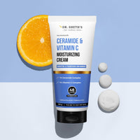 Dr. Sheth's Ceramide & Vitamin C Moisturizing Cream |For Dry to Very Dry Skin | Brightens & Strengthens Skin Barrier | 48hr Deep Hydration | Non Sticky | Biomimetic Ingredients | For Men & Women |100g