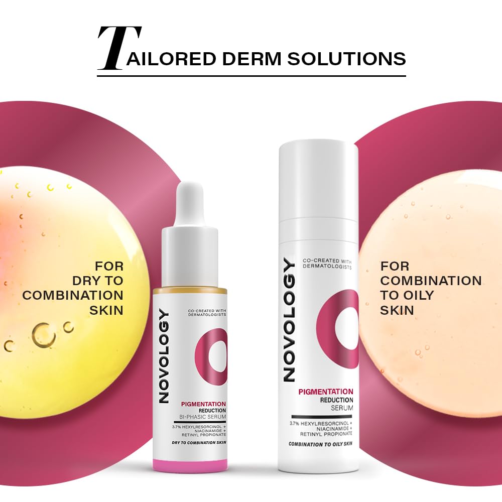 Novology Bi-Phasic Serum for Hyperpigmentation, Dark Spots, Acne Marks and Uneven Skin Tone| Dry-Combination Skin | 28ml (Pack of 2)