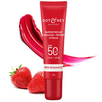 DOT & KEY Ceramide&Peptide Barrier Repair Lip Balm Spf 50,Pa+++|Red Romance|Uva/Uvb Lip Protection|Soft Tinted Lip Moisturizer|Boosts Collagen&Instantly Plumps Lip|Prevents Pigmentation|10Gm,1 Count