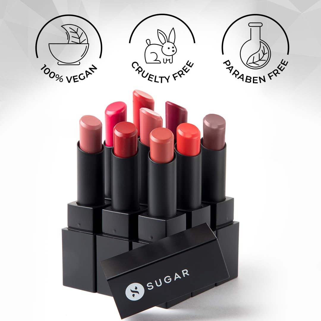 SUGAR Cosmetics Nothing Else Matter Longwear Lipstick for Women | Lasts Up To 8+ Hours| Enriched with Vitamin E | 100% Vegan | 3.2gm - 12 Teak Over