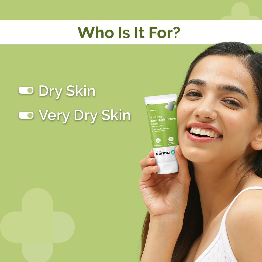 The Derma Co 4% Urea Deep Moisturizing Cream with Lactic Acid & Ceramide Complex | Deeply Moisturizes | Gently Exfoliates| Repairs Skin’s Natural Barrier | Lightweight Formula I For Very Dry Skin-100g