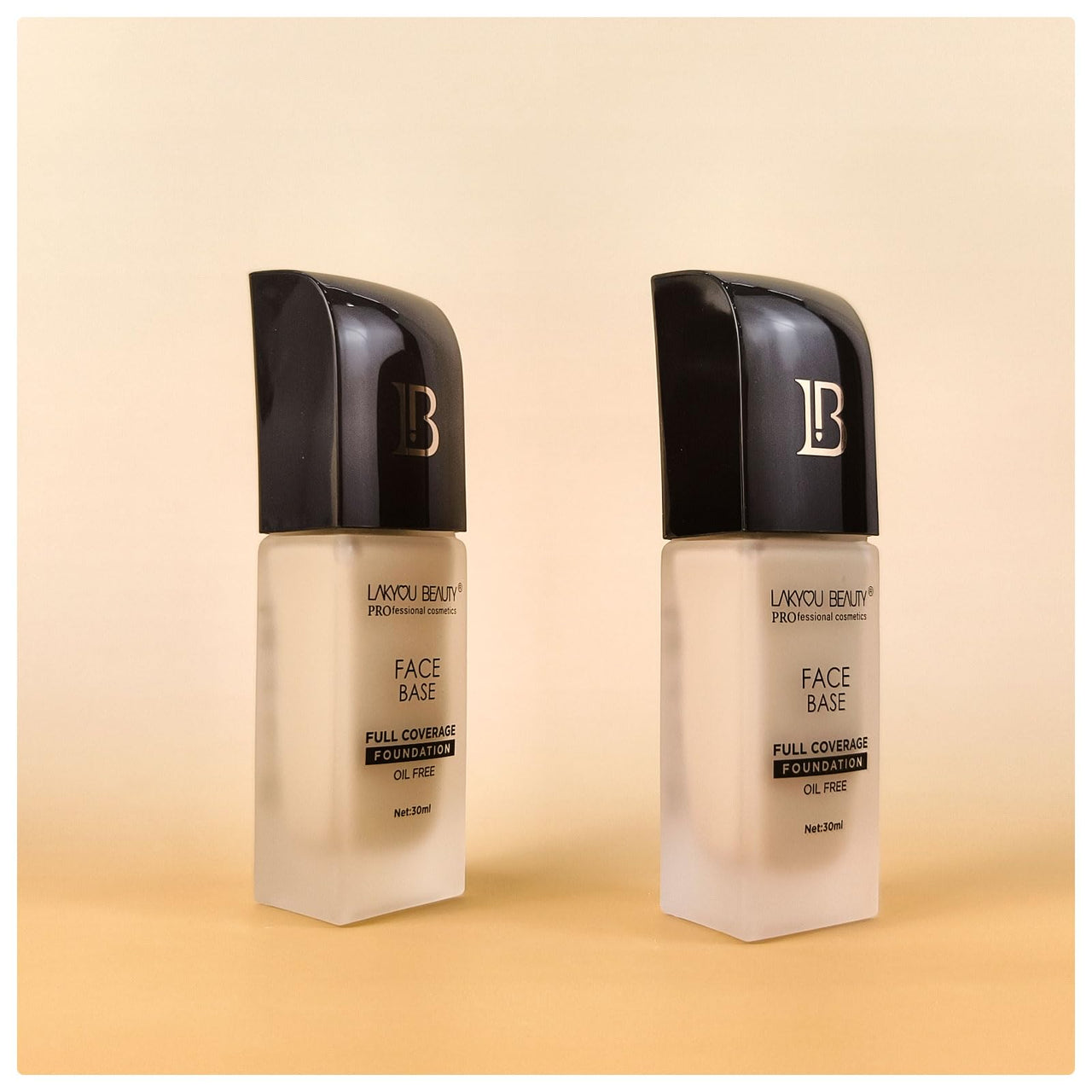 Lakyou Beauty Face Base Full Coverage Foundation 30ml | Oil free full coverage pore fix weightless formula with hyaluronic acid with SPF 20 for all skin type (Soft Ivory)